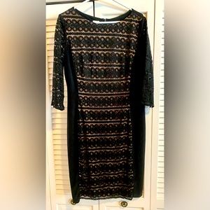 Anne Klein Black Lace Dress (Nude Lining)